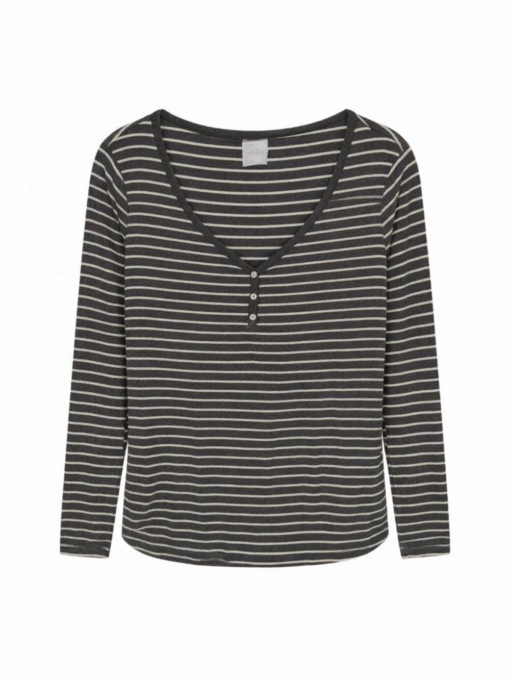 Stars Above Black White Women's Striped Long Sleeve Henley Top M